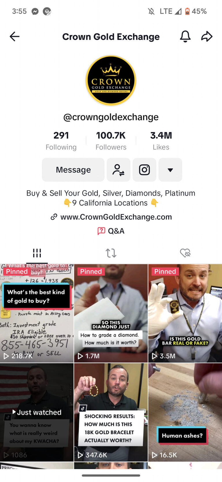 crown gold exchange tiktok